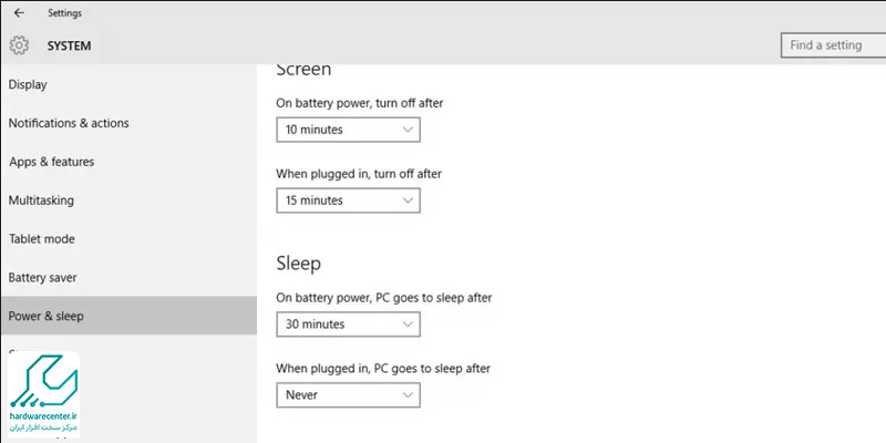 تنظیم تایمر خاموش شدن صفحه لپ تاپ لنوو